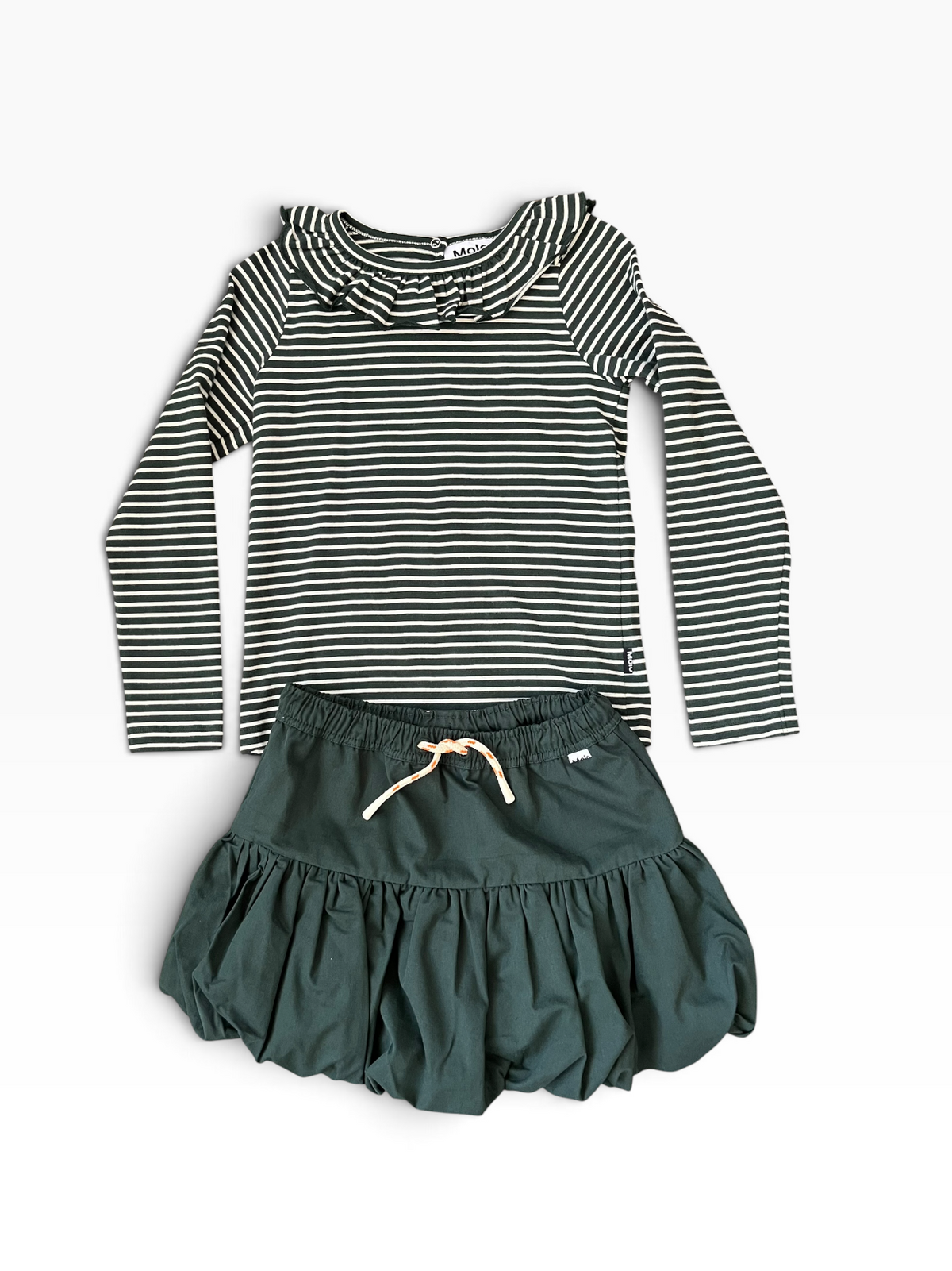Molo Rica Ruffle Collar Long Sleeve Striped Tee