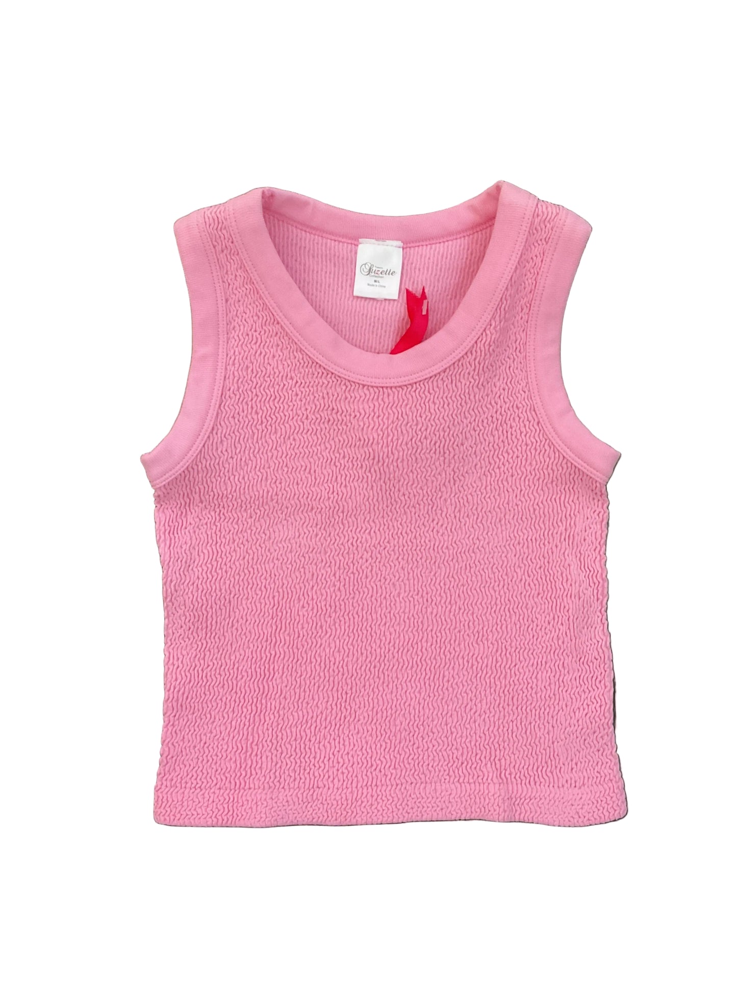 Smocked Crop Tank - Bubblegum Pink