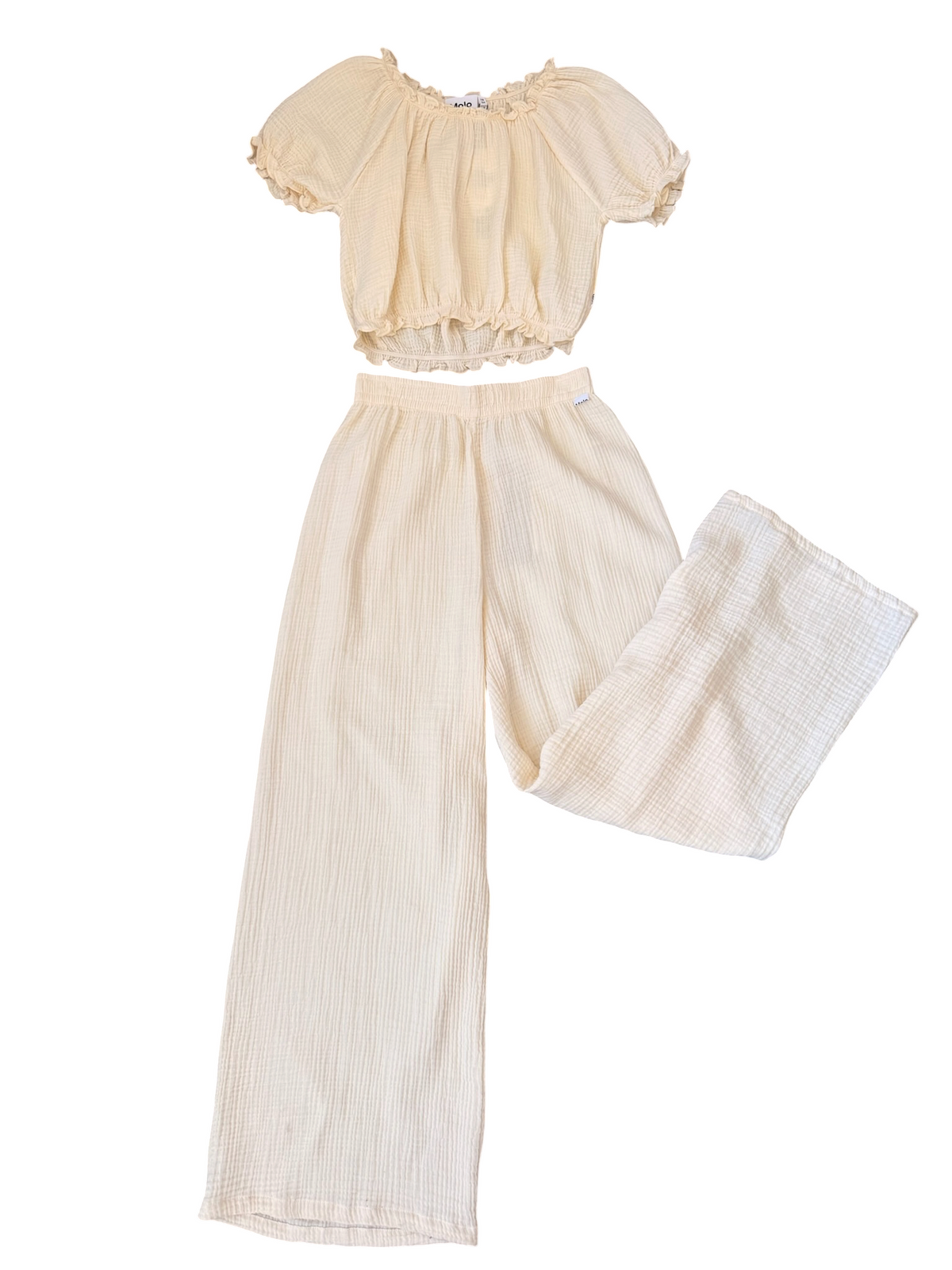 Agatha Gauze Wide Leg Pant - Pearled Ivory