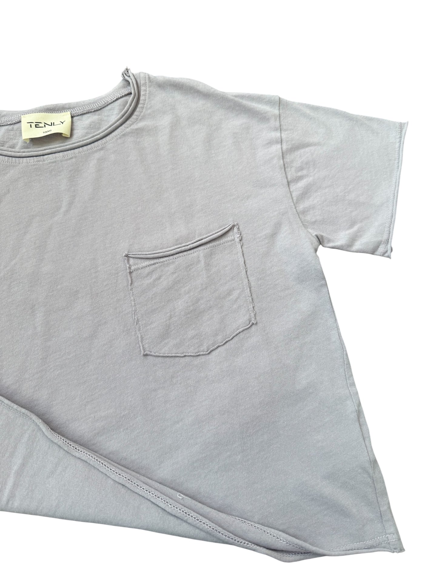 Tenly Cotton Jersey Raw Edge Tee - Cobblestone