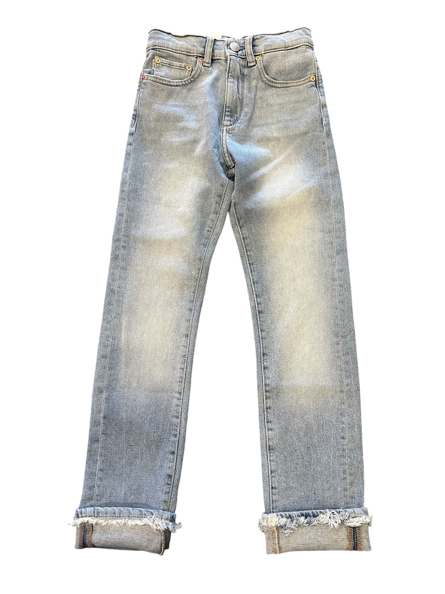 Emie Straight High Rise Jean with Frayed Cuff