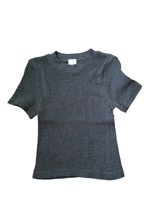 Cropped Smocked Tee - Black