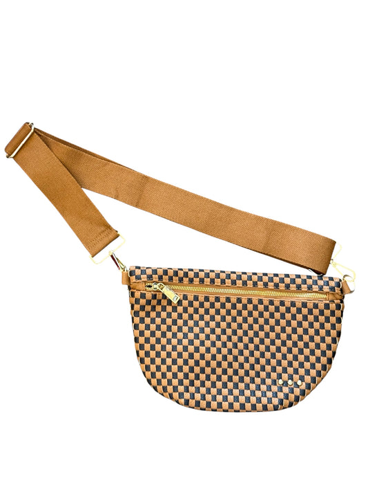 Woven Bum Bag - Camel/Black Check