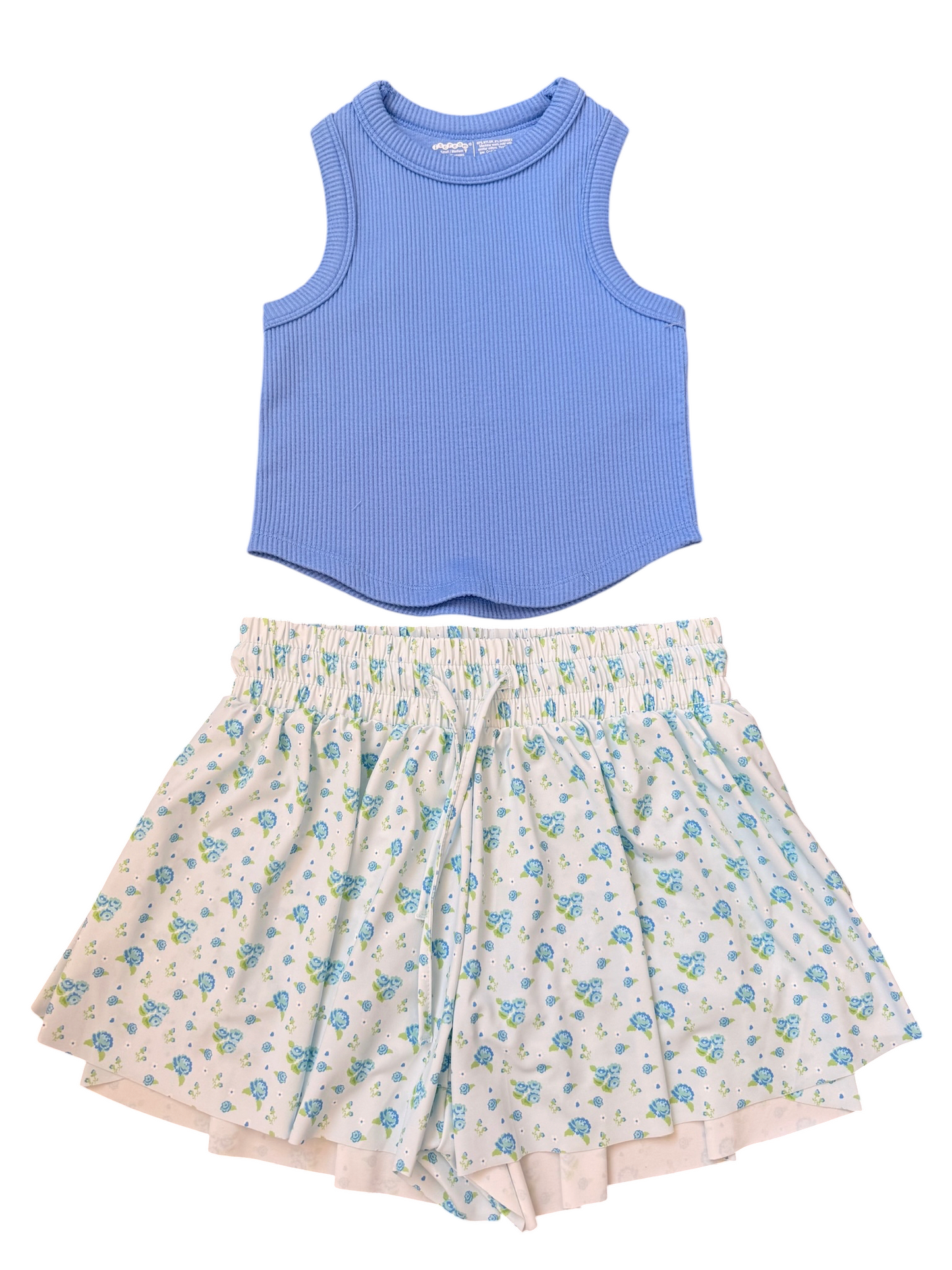 Blue Floral Butterfly Shorts