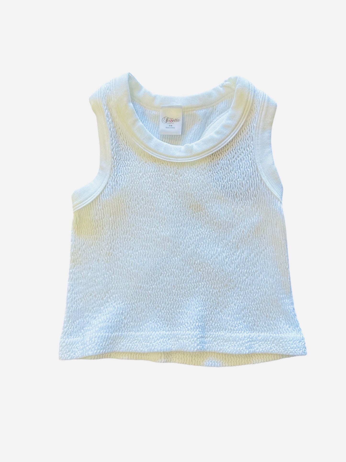 Smocked Crop Tank - White