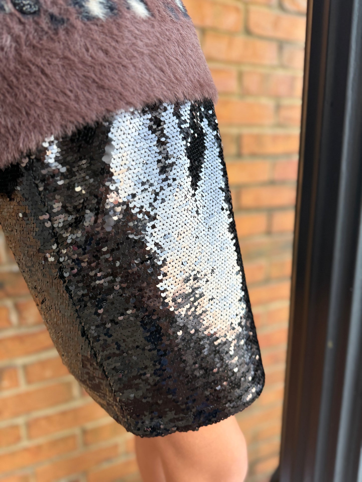 Black Sequined Mini Skirt