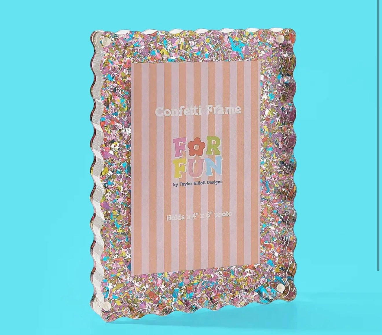 Rectangle Scalloped Acrylic Frame - Colorful Confetti