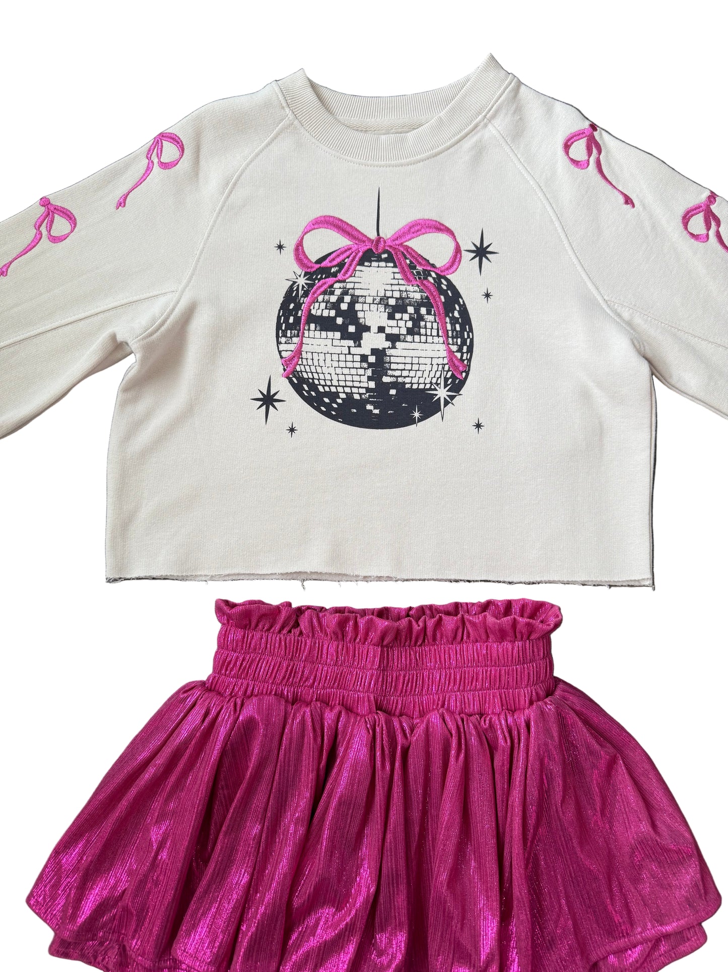 Embroidered Bows & Disco Ball Sweatshirt
