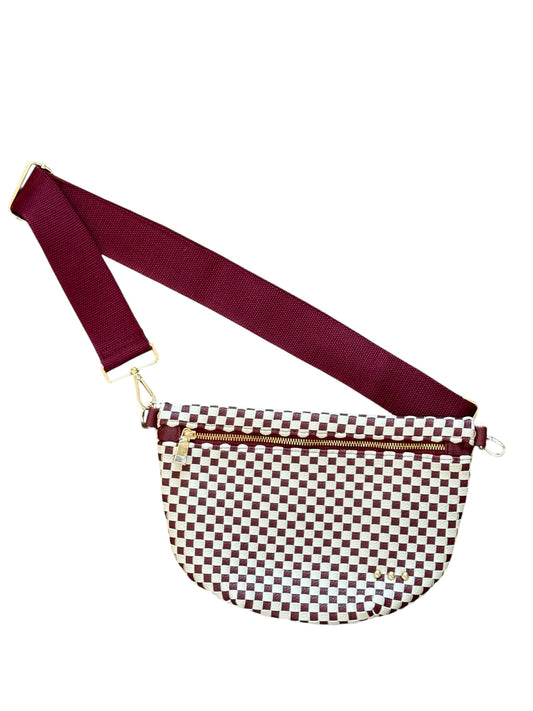 Woven Bum Bag - Burgundy Check