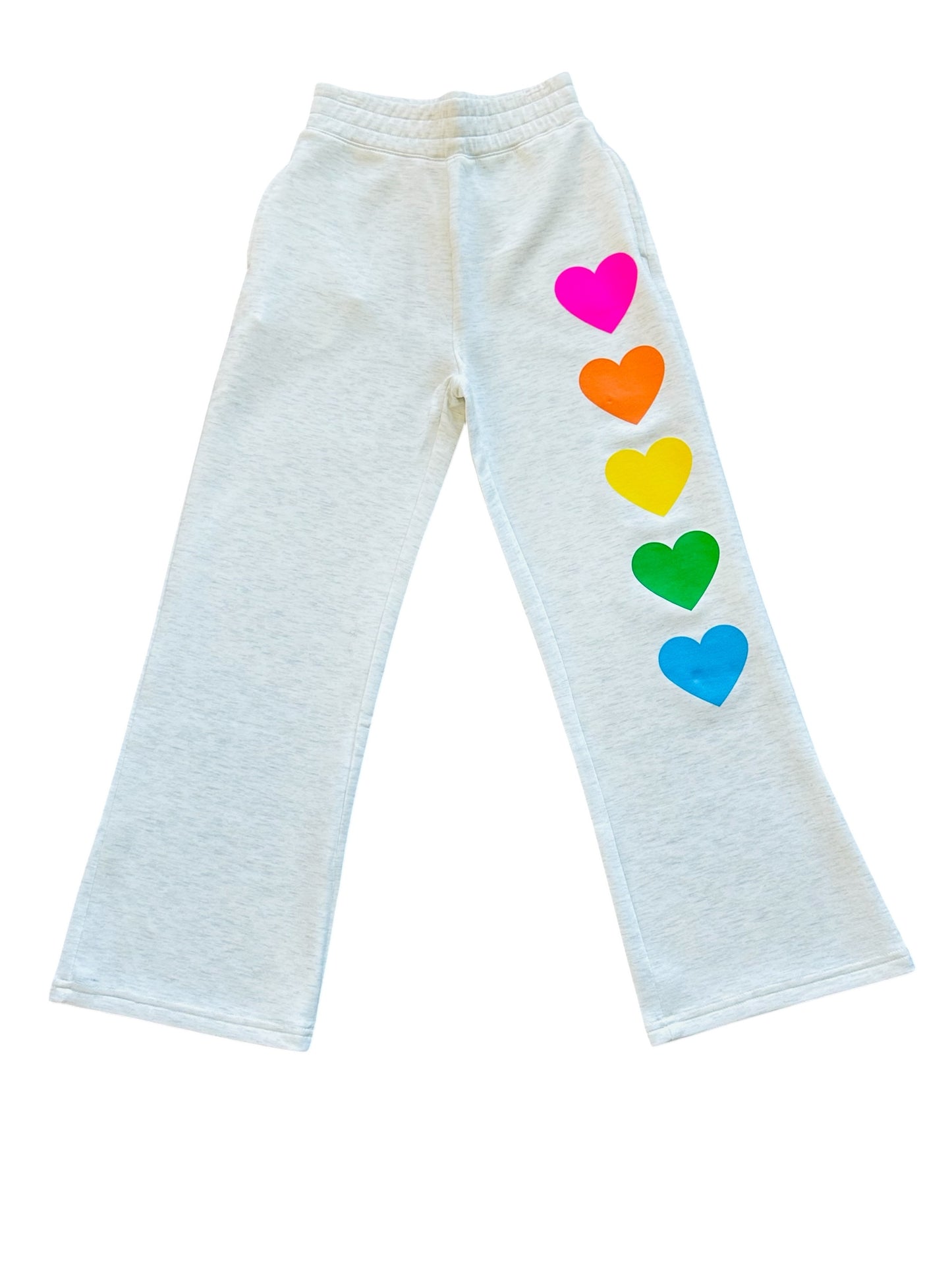 Cloud Wide Leg Pant - Heather Grey with Hearts