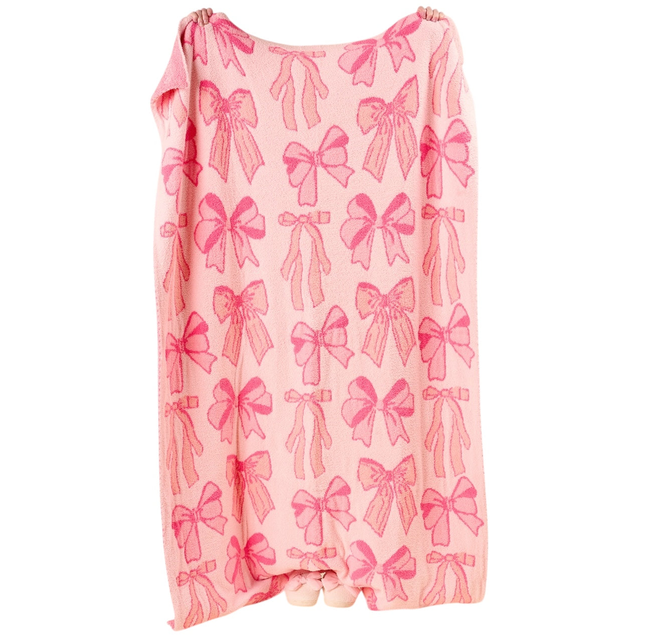 Cozy Dreams Luxe Blanket - Blushinb Bows Pink