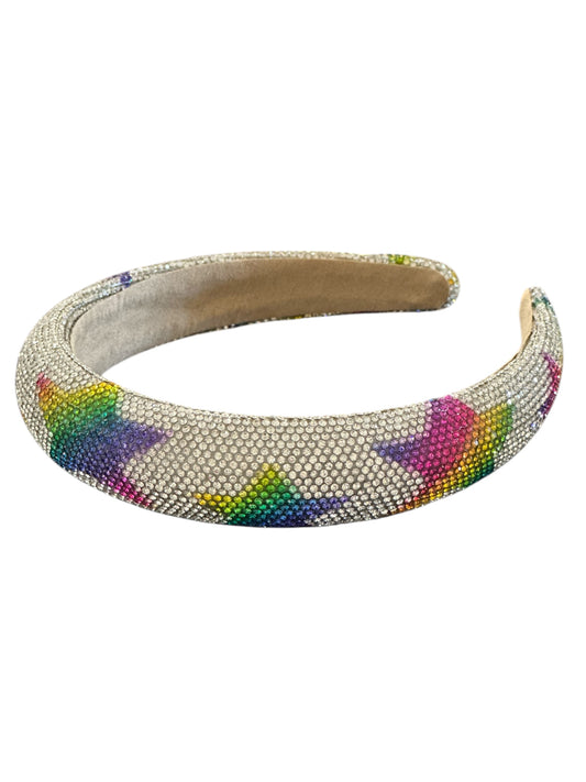 Rhinestone Rainbow Star Headband - Clear