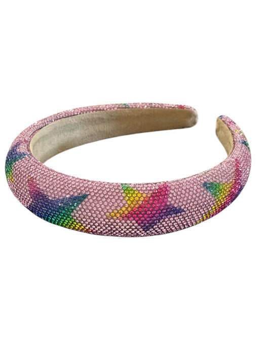 Rhinestone Rainbow Star Headband - Pink