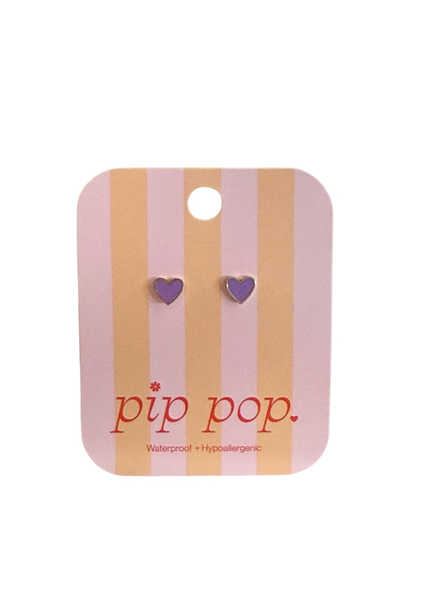 Pip Pop Enamel Heart Purple Stud Earrings