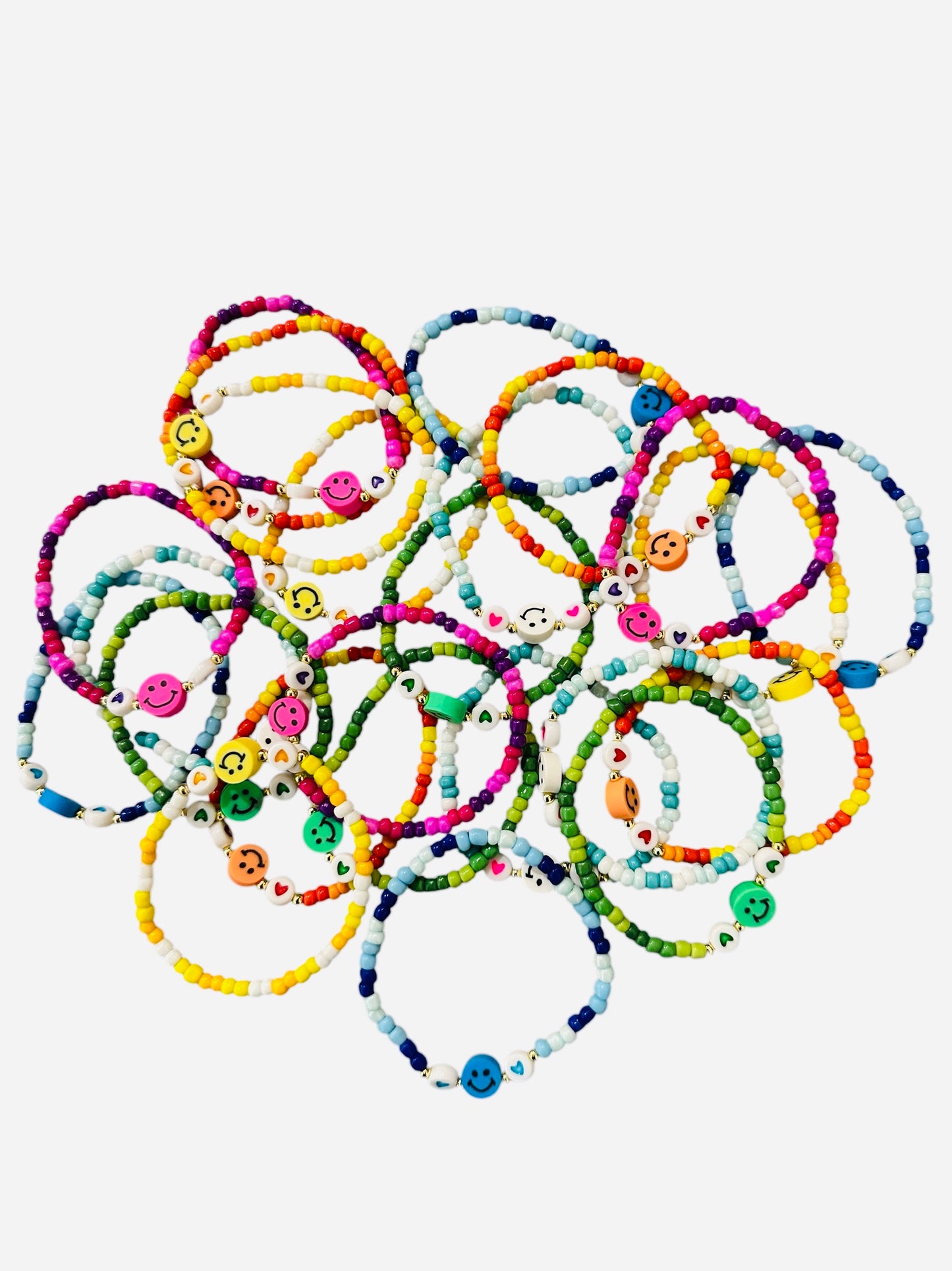Happy Face Beaded Bracelet - Assorted Colors