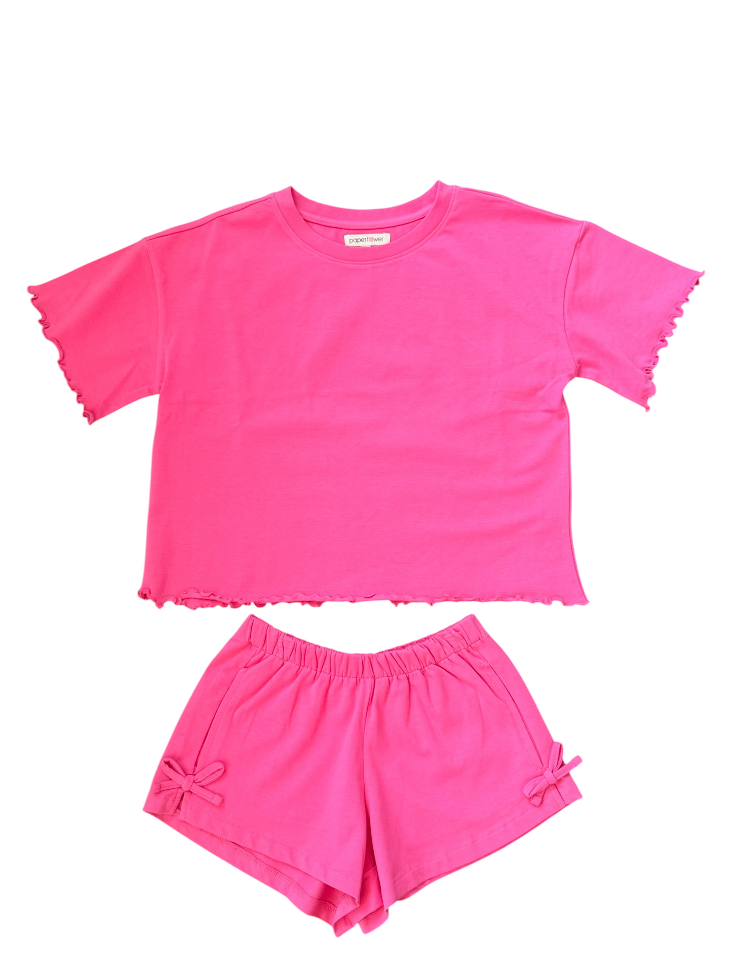 Lettuce Edge Oversized Cropped Tee - Hot Pink