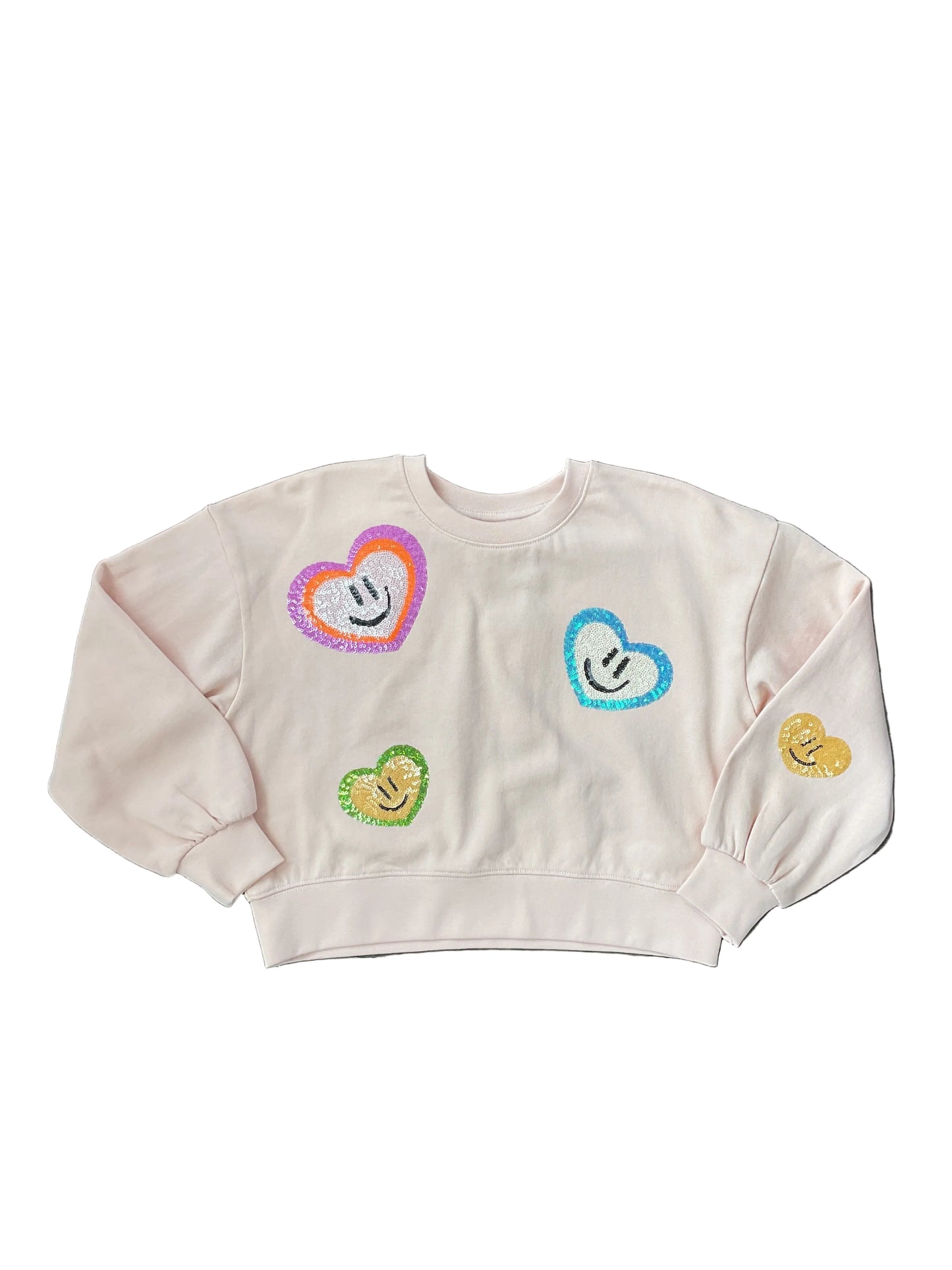 Miki Sweatshirt with Sequin Smiley Hearts