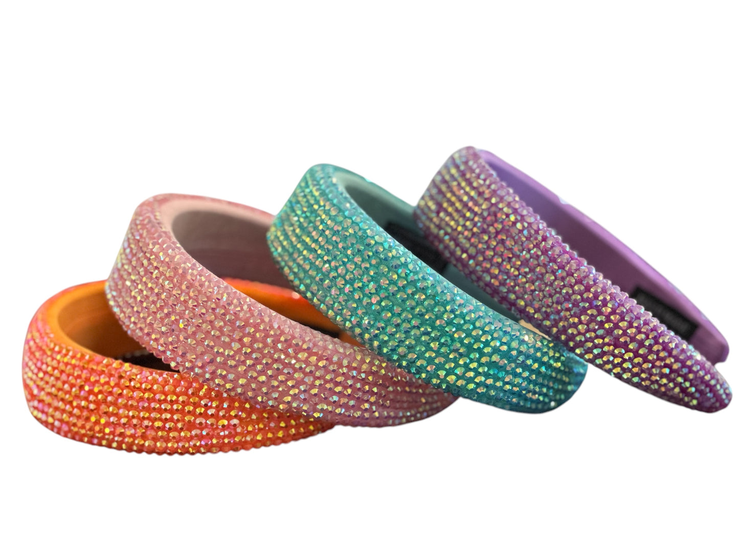 Puff Colored Rhinestone Headband - Blue