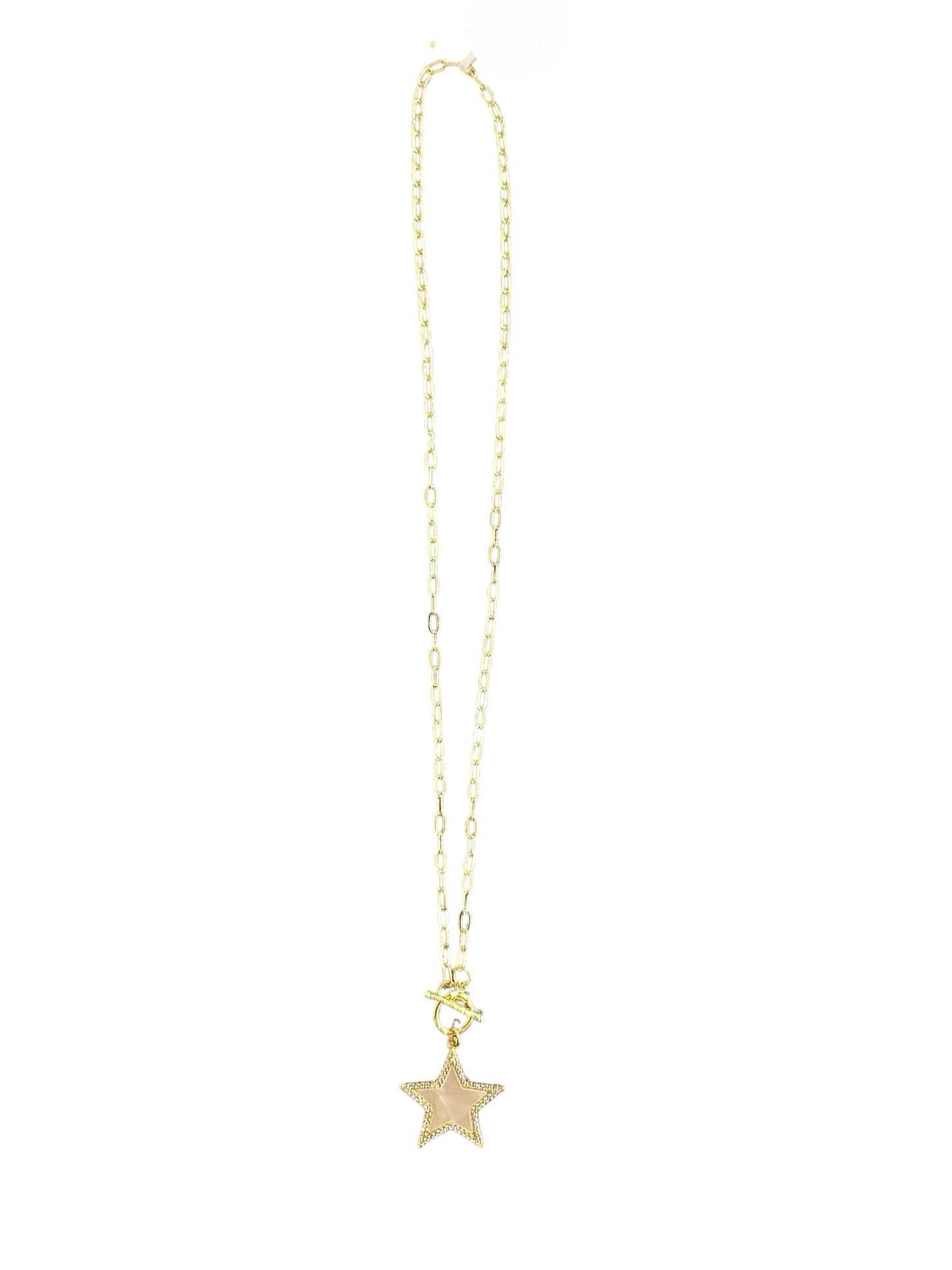 Mother of Pearl Filled Star with Pave Border Pendant