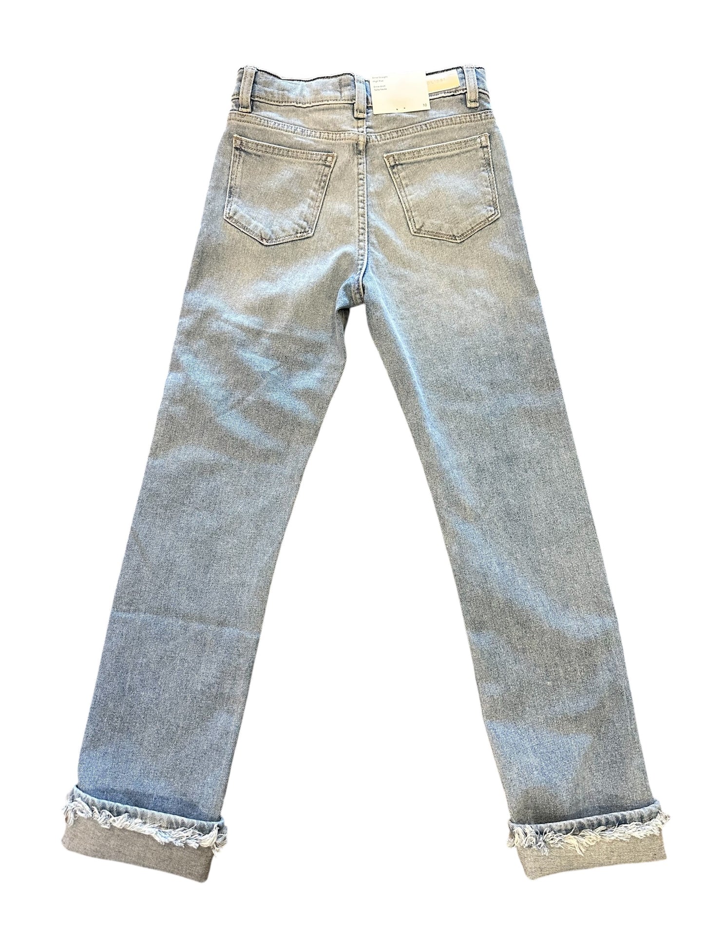 Emie Straight High Rise Jean with Frayed Cuff