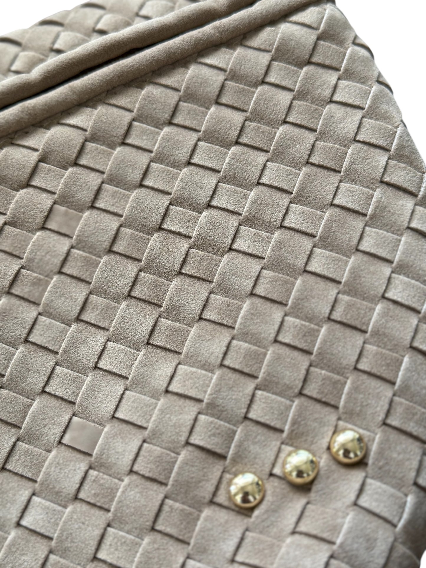 Woven Bum Bag - Taupe Faux Suede