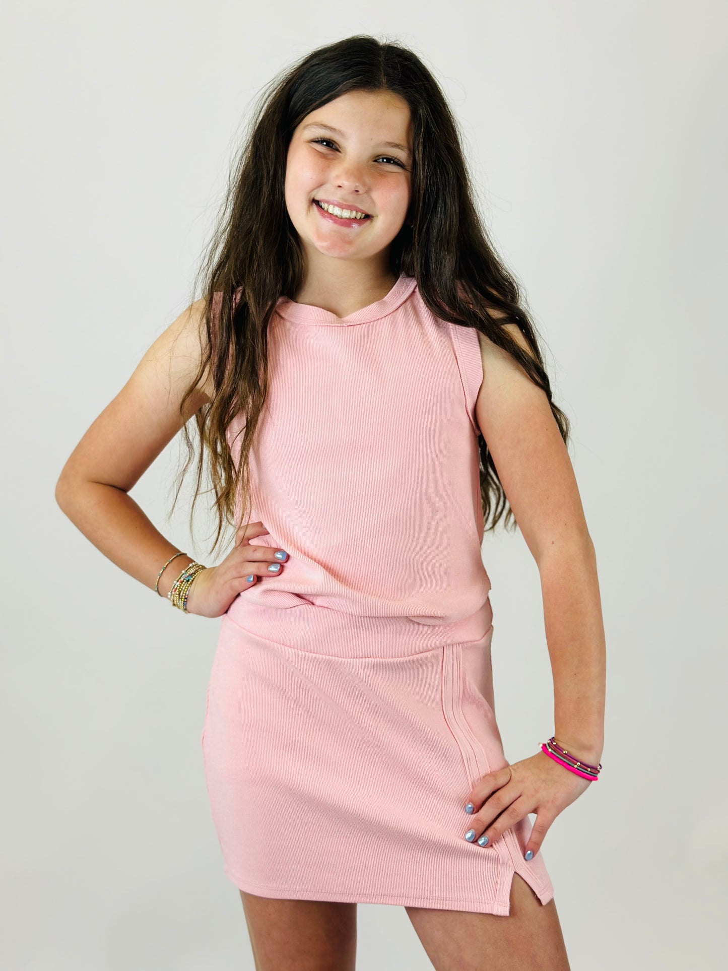 Tenly Rayon Rib Tank- Ballet Pink