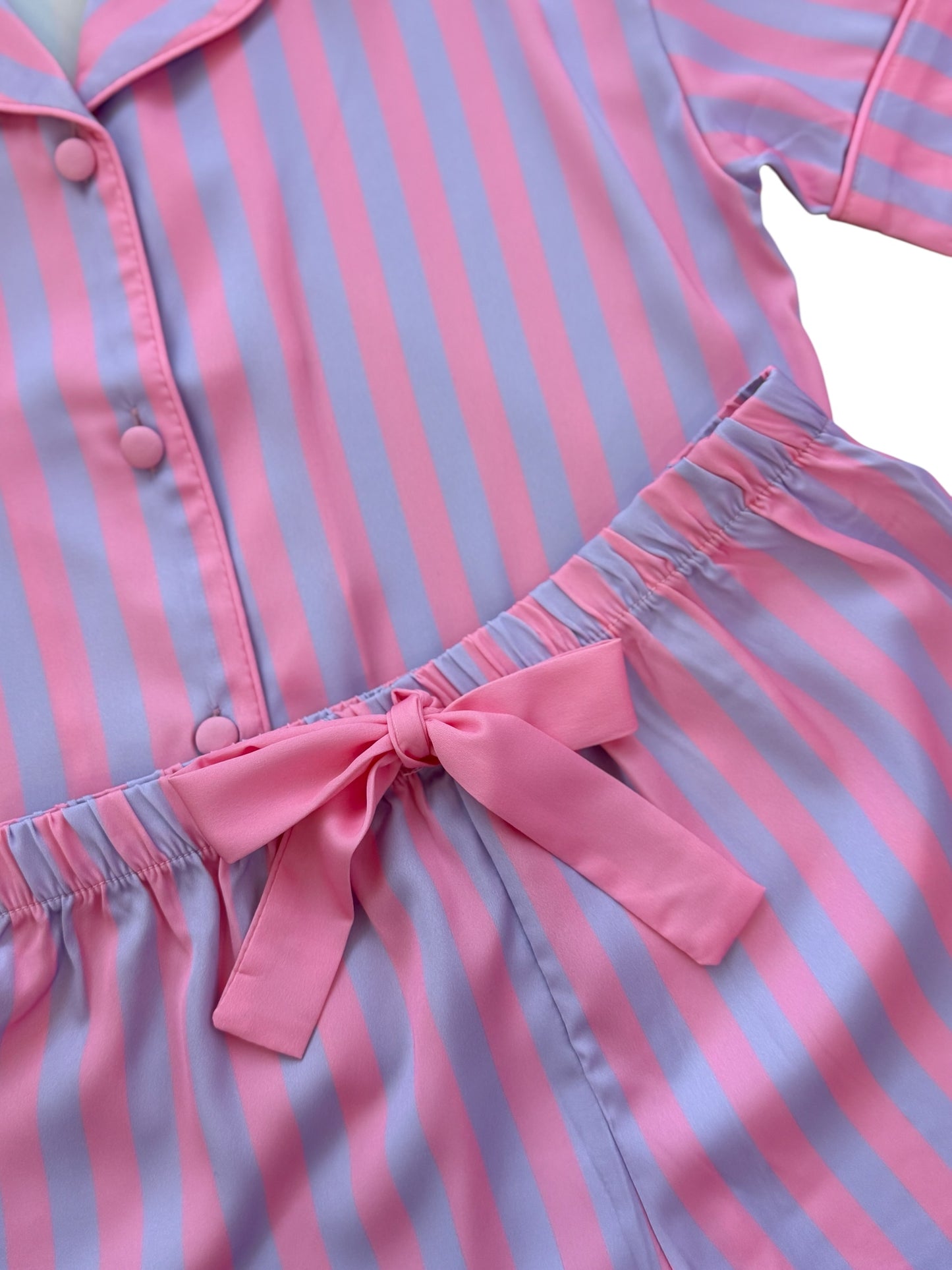 Silky Pink & Purple Stripe Loungewear Set