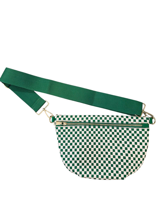 Woven Bum Bag - Green and White Check