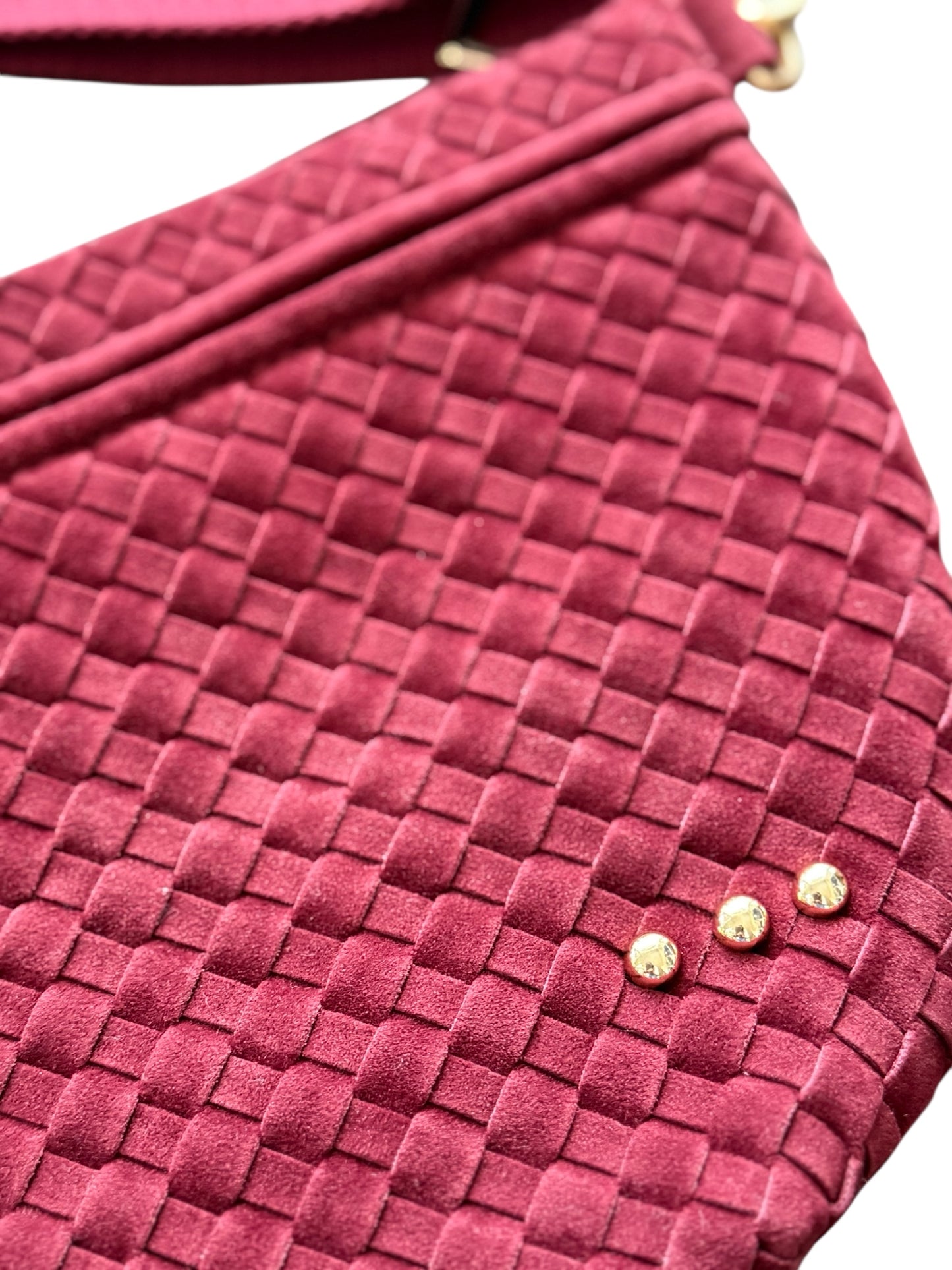 Woven Bum Bag - Burgundy Faux Suede