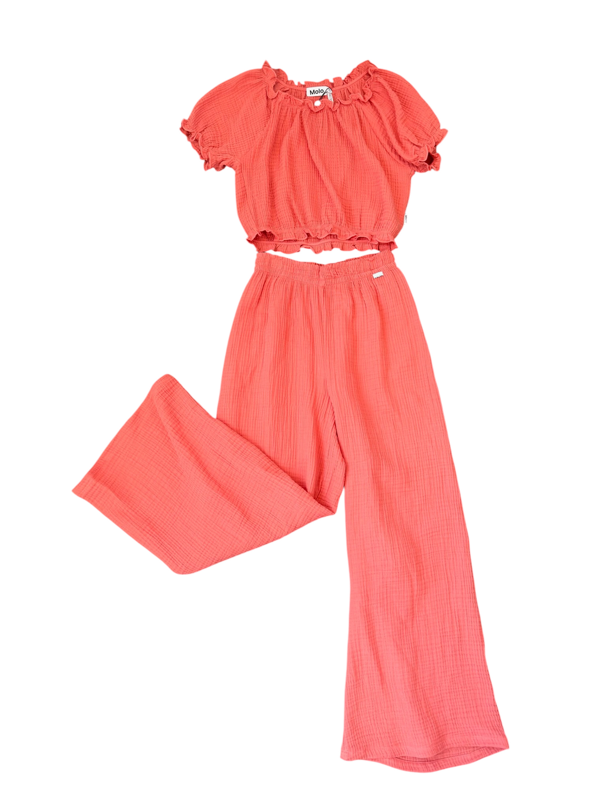 Agatha Gauze Wide Leg Pant - Faded Rose
