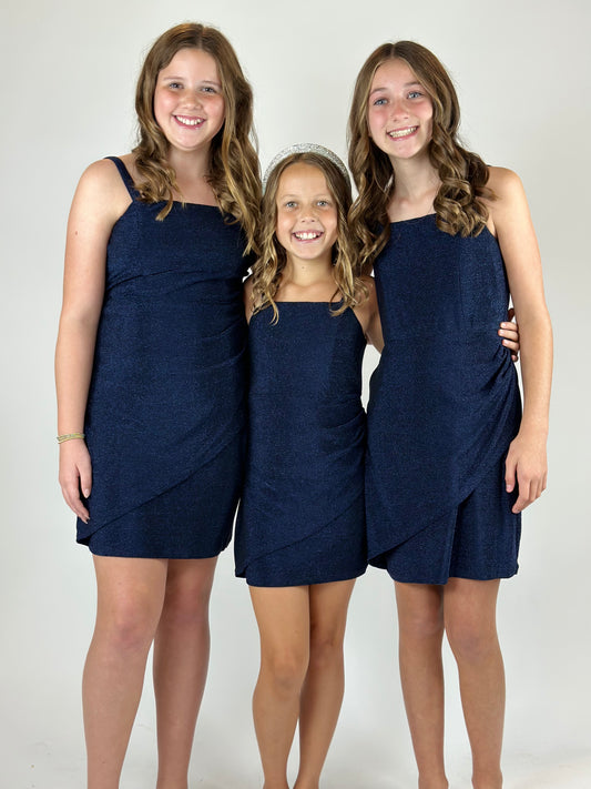 Glitter Knit Dress - Navy