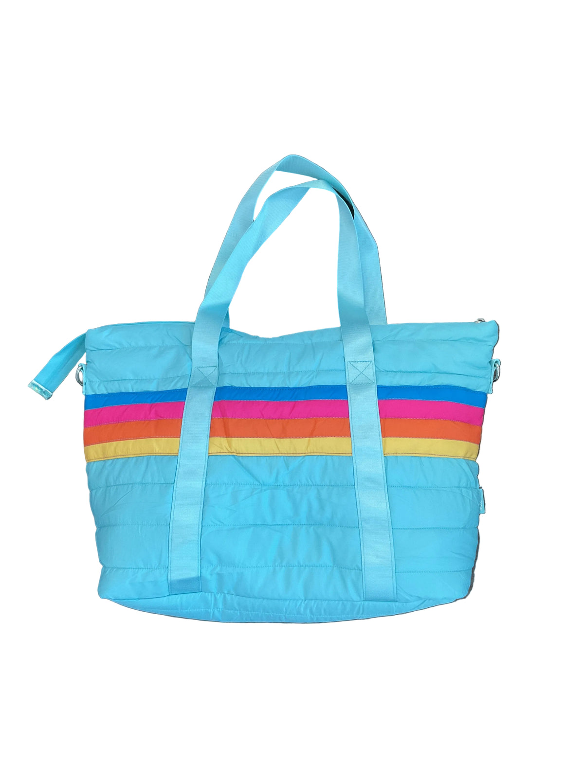 Retro Stripe Puffer Tote - Blue