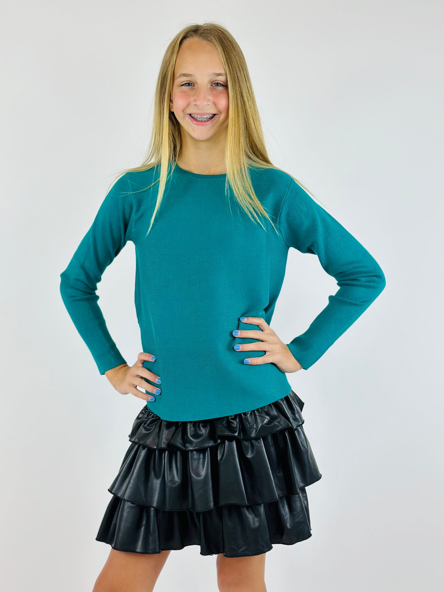 Boxy Knit Sweater - Teal