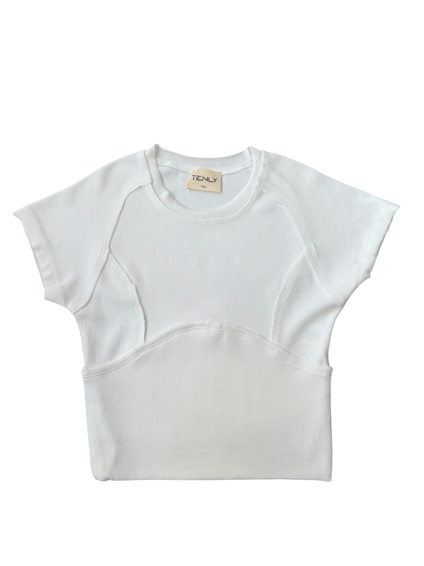 Tenly Rayon Rib Cap Sleeve Tee - White