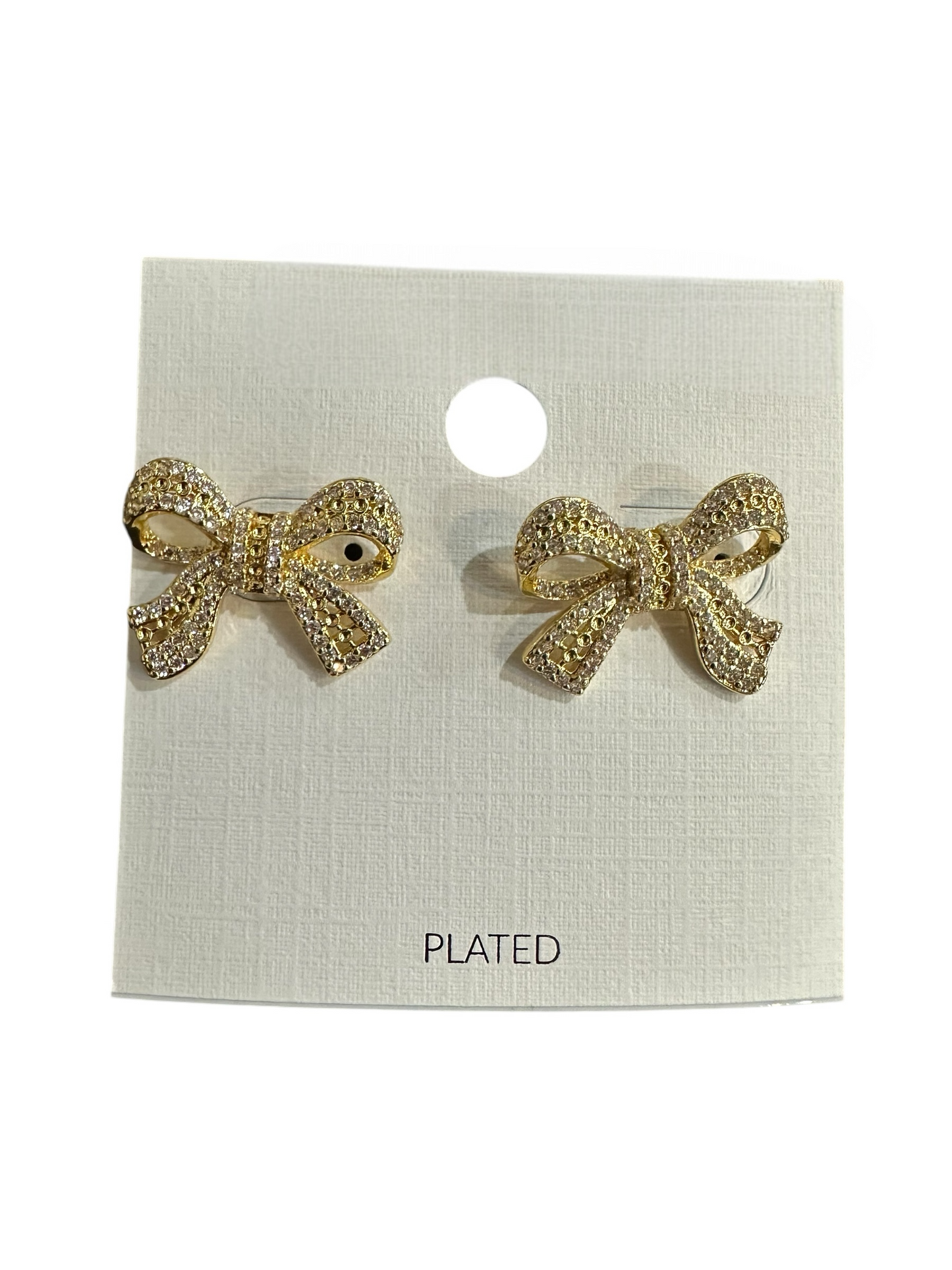 Large Pave Gold Bow Studs
