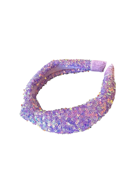 Sparkly Sequin Knot Headband - Purple