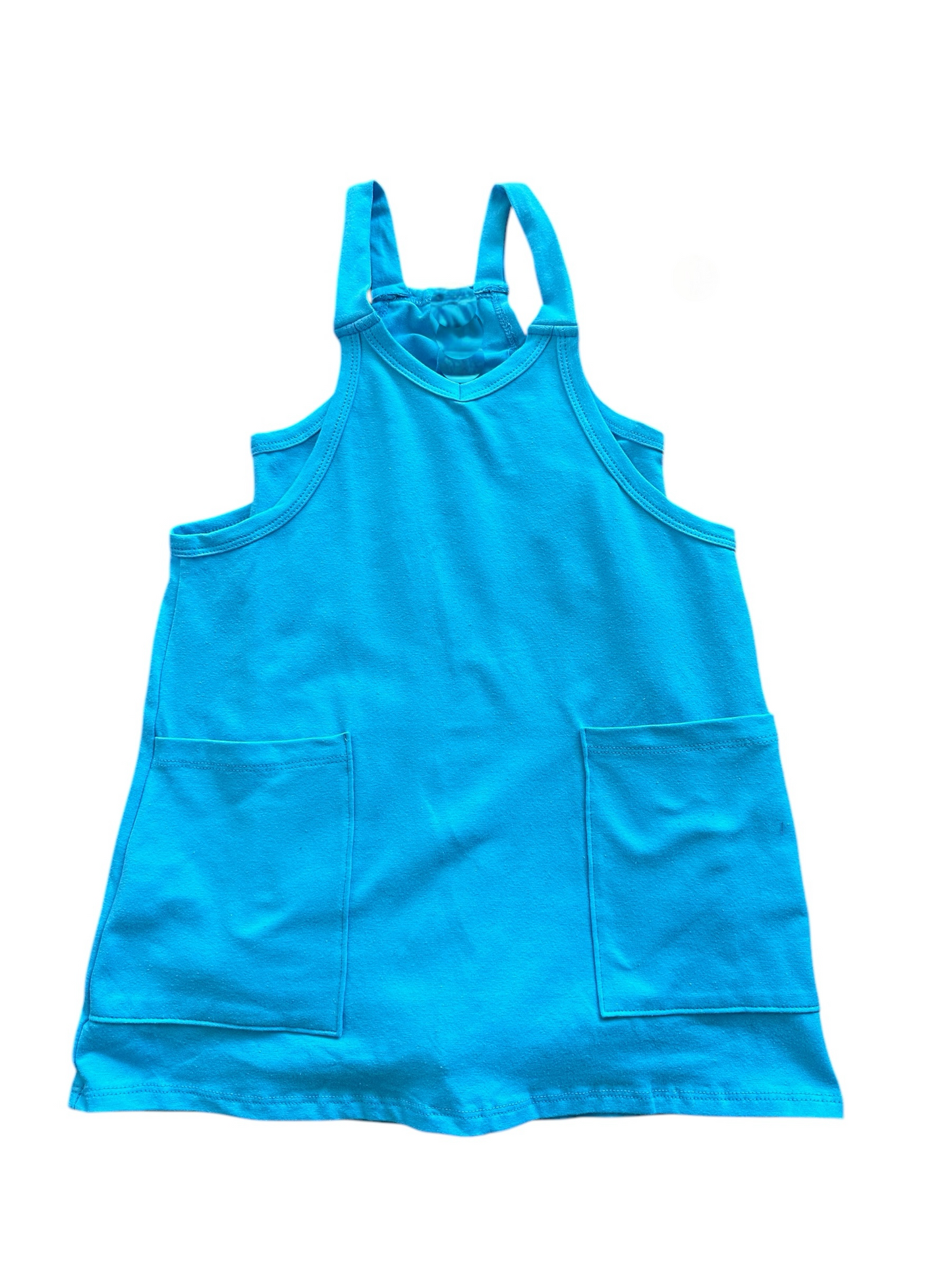 Relaxed Tank Dress w/Built in Romper Lining - Blue Aqua