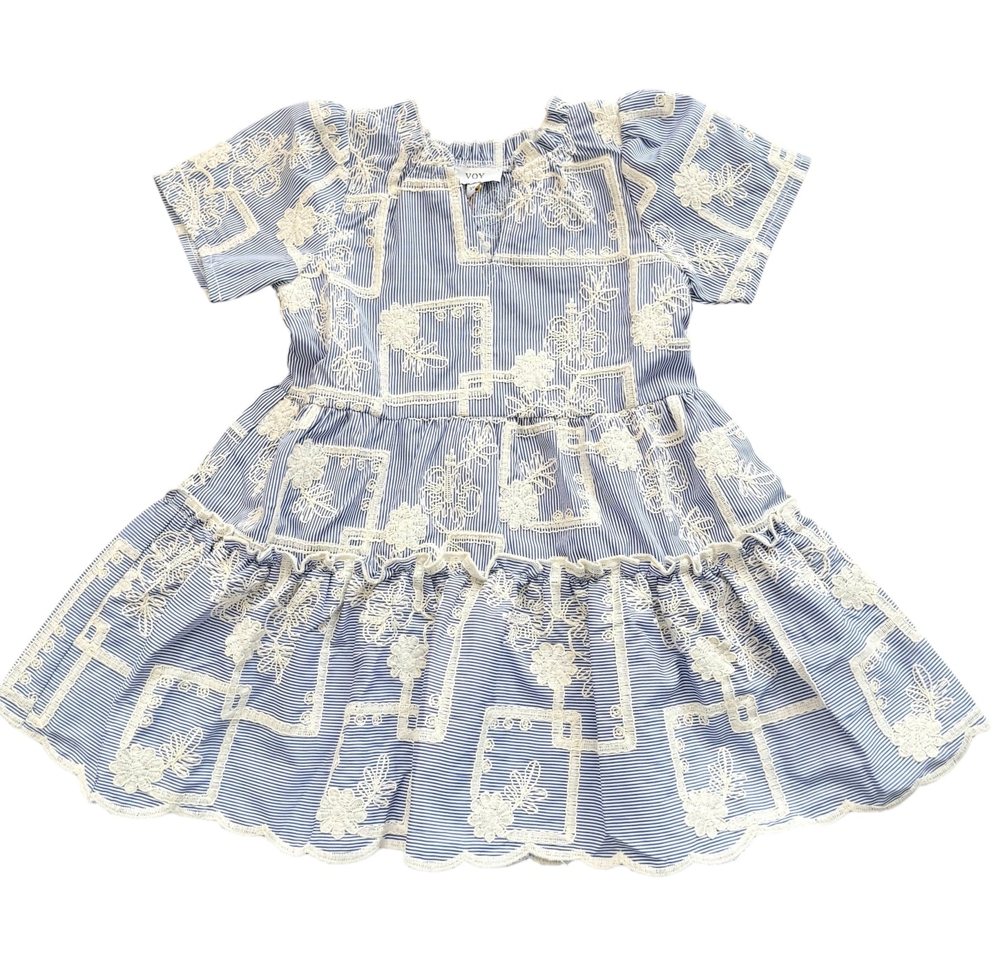 VOY Floral Embroidered Dress - Blue