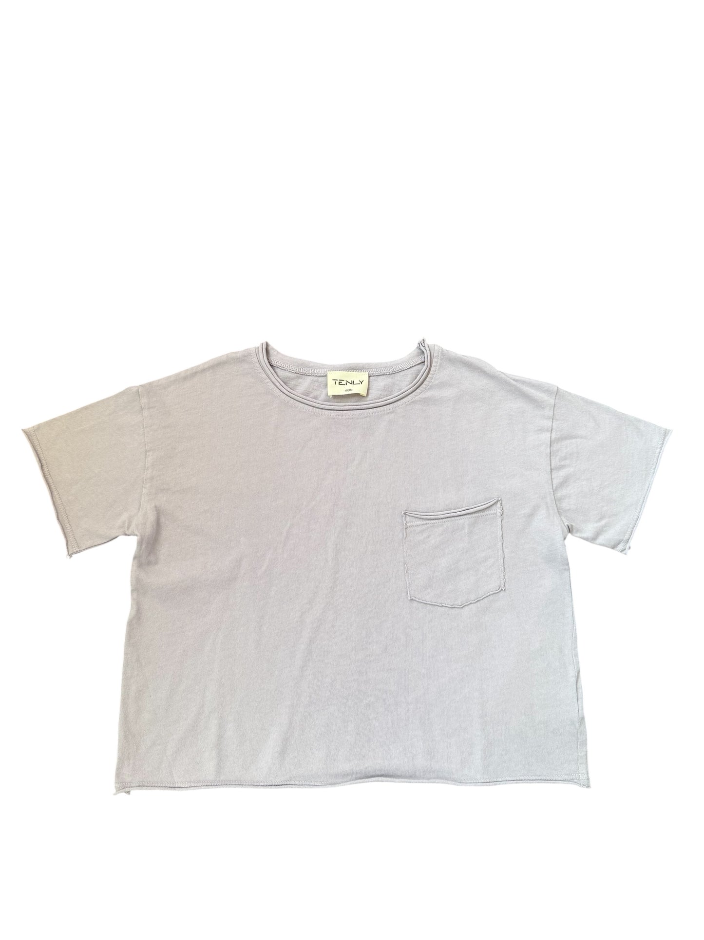 Tenly Cotton Jersey Raw Edge Tee - Cobblestone
