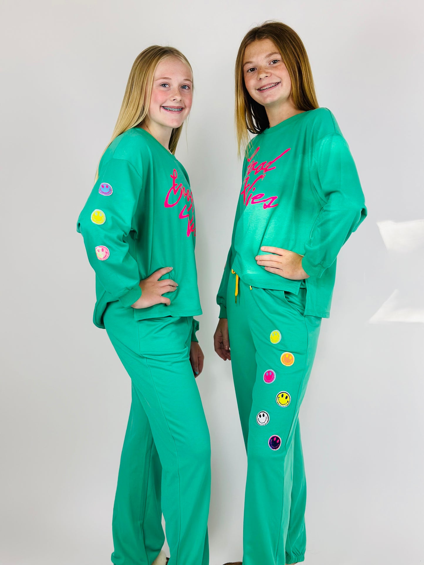 Sequin Hapy Face Joggers