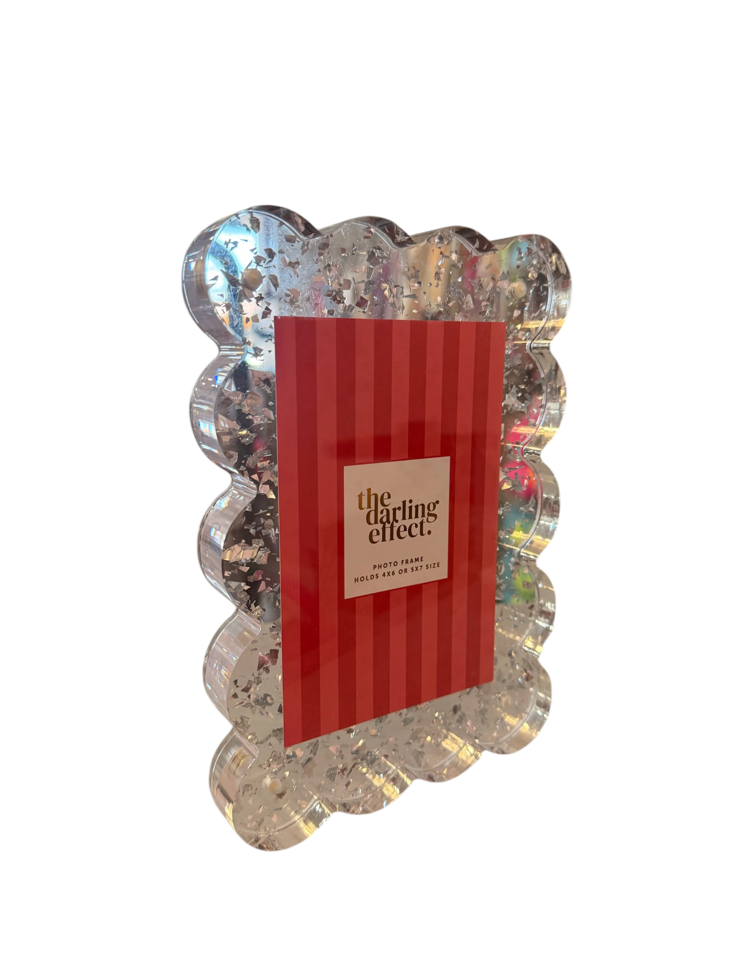 Rectangle Scalloped Acrylic Frame - Silver Confetti