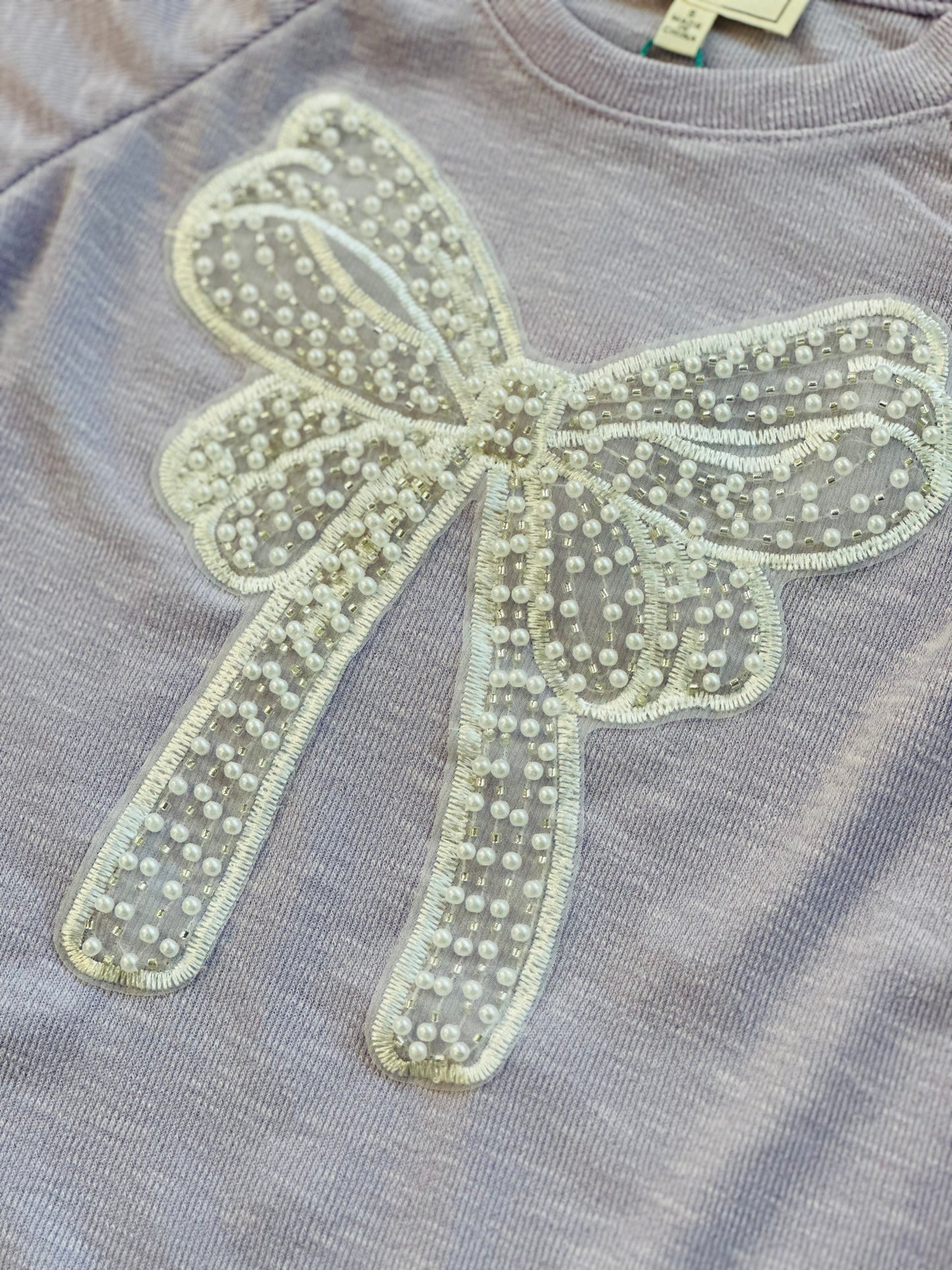 Pearl Bow Tee - Lavender