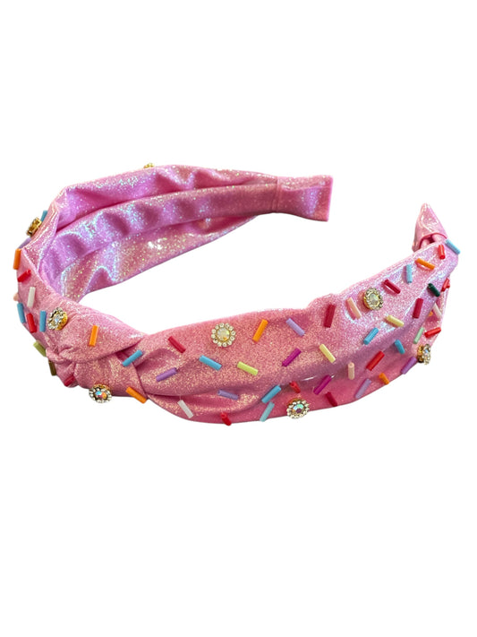 Shimmer Jeweled Sprinkle Knot Headband - Fuschia