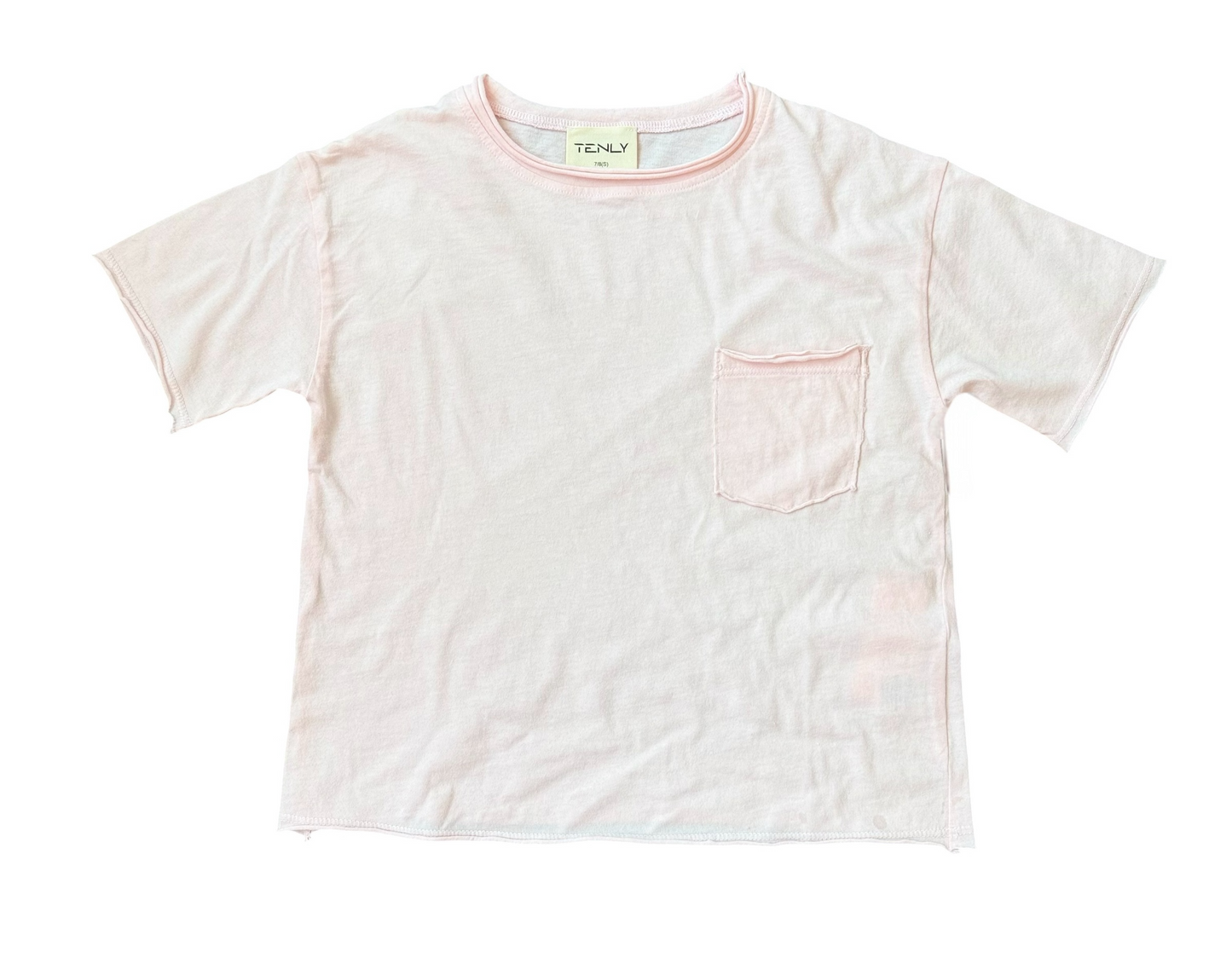 Tenly Cotton Jersey Raw Edge Tee - Pink Moscato