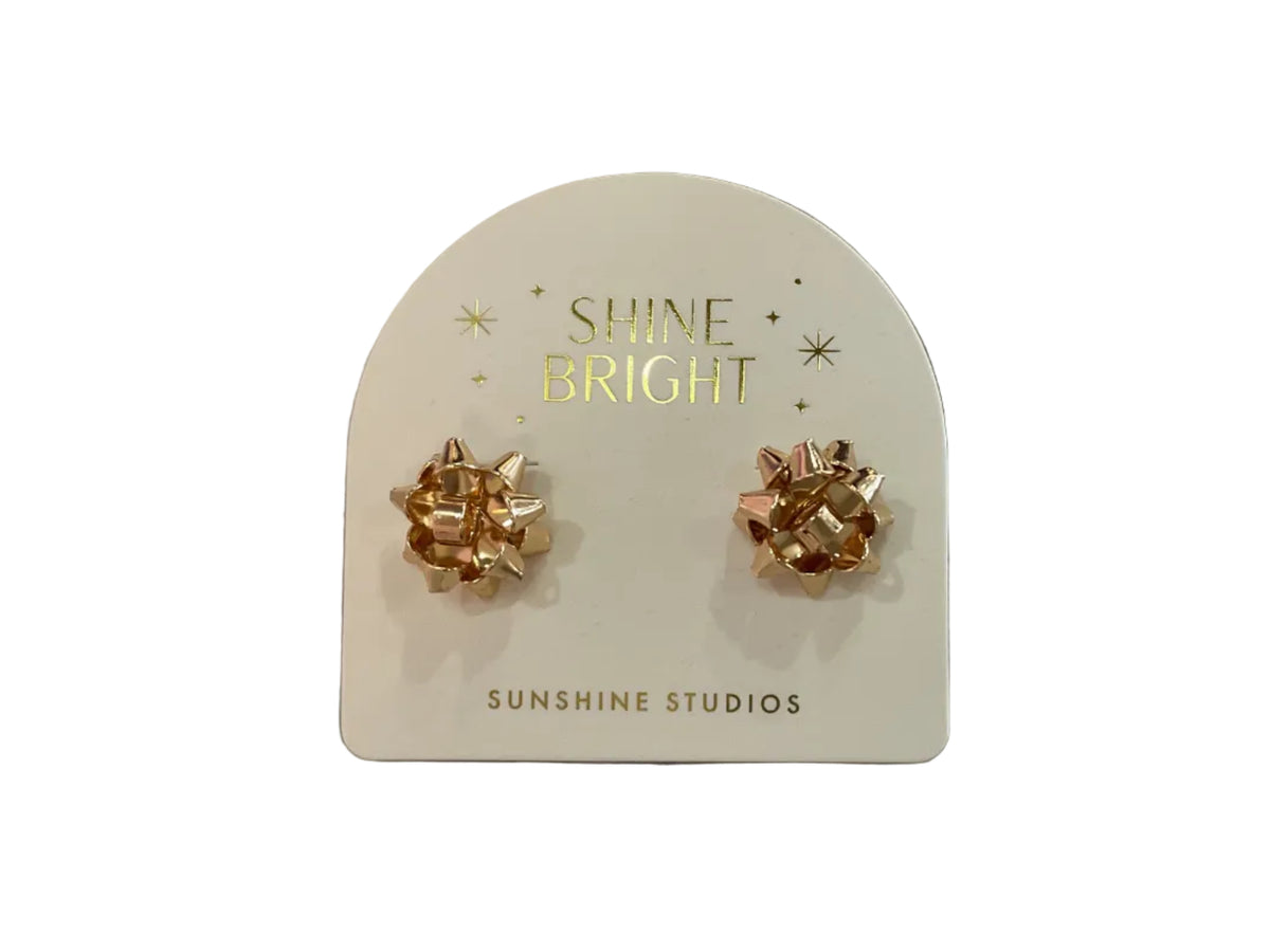 Holiday Bow Earrings - Gold