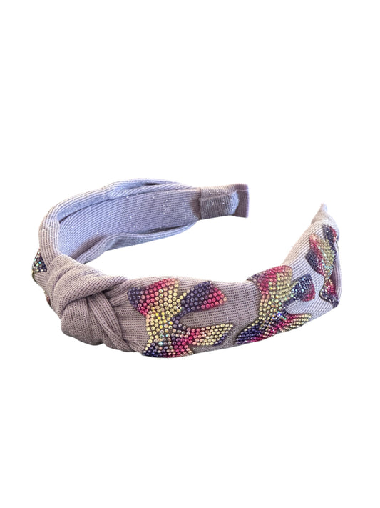 Crystal Bow Knot Headband - Purple
