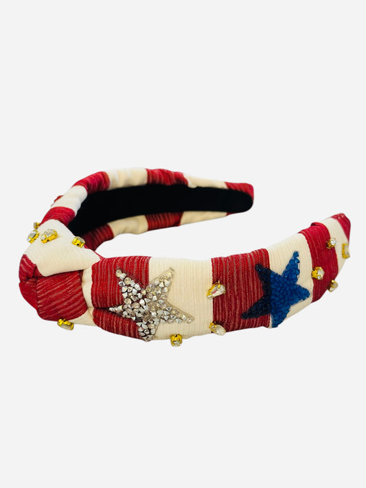 Fourth of July Headband - Red & White Stripe