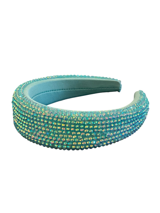 Puff Colored Rhinestone Headband - Blue