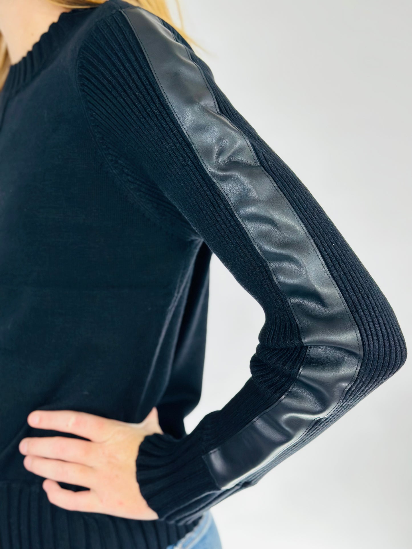 Cillian Sweater with Leather Accent