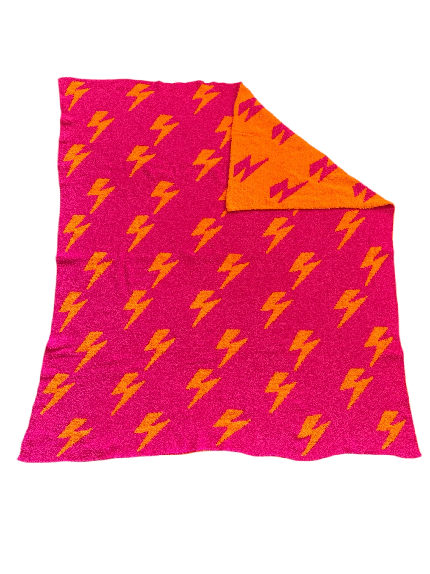 Lightning Plush Throw - Neon Fuchsia/Neon Orange